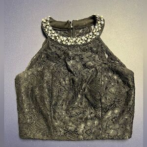 Womens Black Lace Crop Top Blouse Size 3